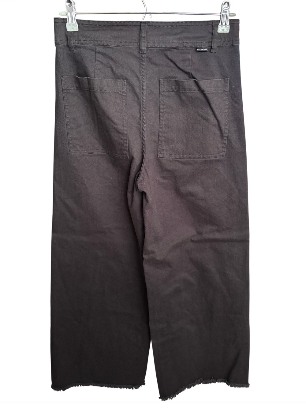 Billabong | Free Fall High Waist Wide Leg Cropped Pants Black Raw Hem | Size 29 - Picture 6 of 6